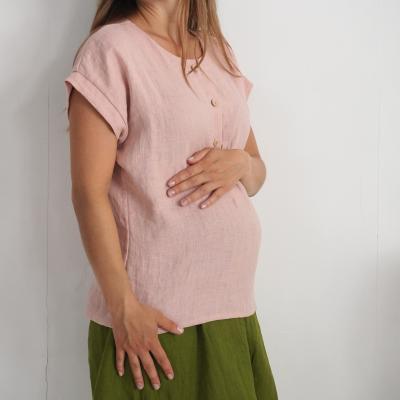 Blouse de grossesse et d’allaitement en lin boutonnée devant KAMA