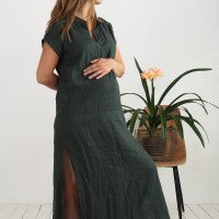 Robe tunique de plage de grossesse en lin à col V BENUE