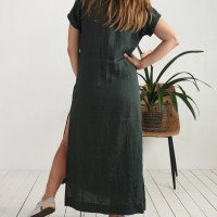 Robe tunique de plage de grossesse en lin à col V BENUE