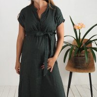 Robe tunique de plage de grossesse en lin à col V BENUE