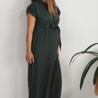 Robe tunique de plage de grossesse en lin à col V BENUE