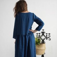 Robe longue en lin à manches longues MACKENZIE