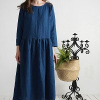Robe longue en lin à manches longues MACKENZIE