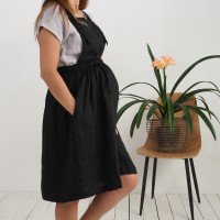 Robe salopette midi de grossesse en lin à dos croisé LOMAMI