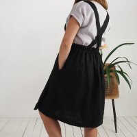 Robe salopette midi de grossesse en lin à dos croisé LOMAMI