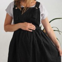 Robe salopette midi de grossesse en lin à dos croisé LOMAMI
