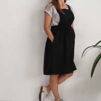 Robe salopette midi de grossesse en lin à dos croisé LOMAMI