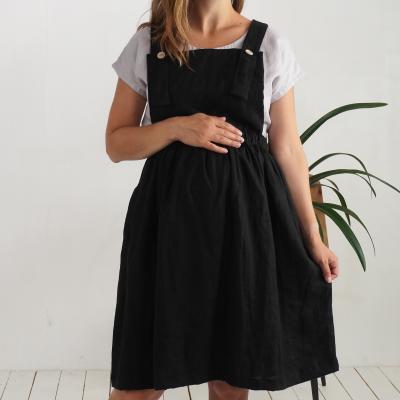 Linen maternity pinafore dress, linen pregnancy apron dress - LOMAMI