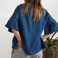 Blouse ample de grossesse en lin à manches volantées EUPHRATES