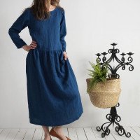 Robe longue en lin à manches longues MACKENZIE