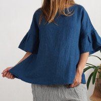Blouse ample de grossesse en lin à manches volantées EUPHRATES