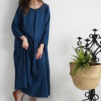 Robe longue en lin à manches longues MACKENZIE