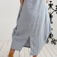 Robe boule ample de grossesse en lin à col V BELAYA