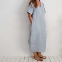 Robe boule ample de grossesse en lin à col V BELAYA