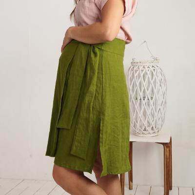 Linen maternity wrap skirt, linen pregnancy skirt - ATHABASCA