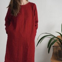 Robe midi en lin à manches longues SINDHU