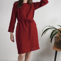 Robe midi en lin à manches longues SINDHU