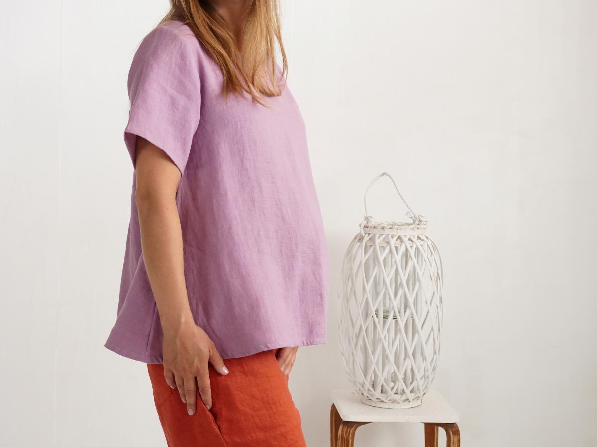Blouse trapèze ample de grossesse en lin OKAVANGO