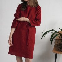 Robe midi en lin à manches longues SINDHU