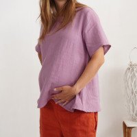 Blouse trapèze ample de grossesse en lin OKAVANGO