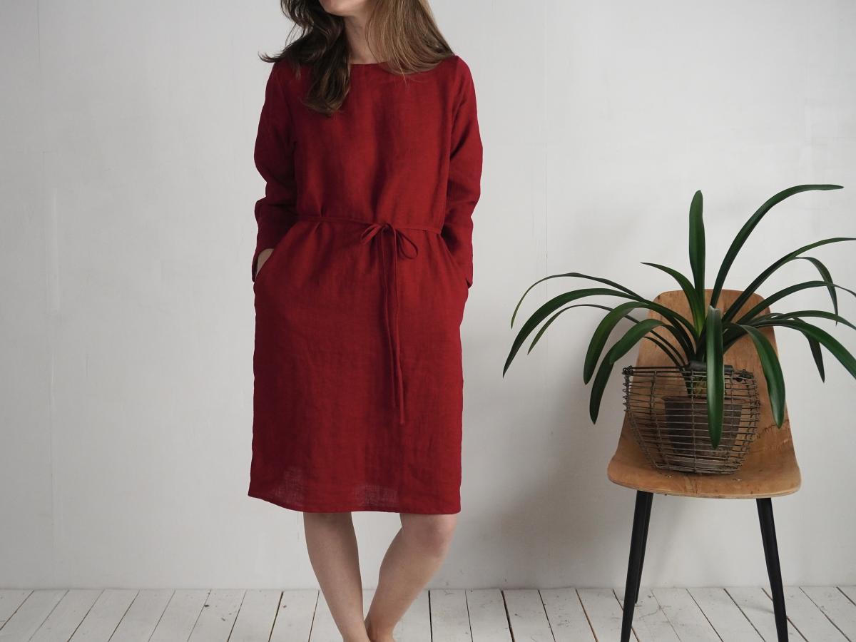Robe midi en lin à manches longues SINDHU