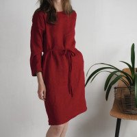 Robe midi en lin à manches longues SINDHU