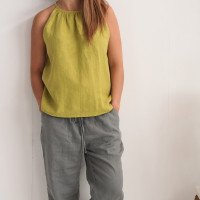 Haut de grossesse en lin à encolure américaine LUNI