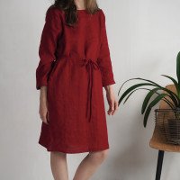 Robe midi en lin à manches longues SINDHU