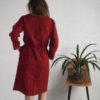 Robe midi en lin à manches longues SINDHU