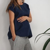 Blouse de grossesse en lin fendue au dos NENE