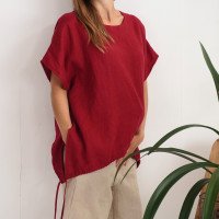 Blouse ample de grossesse en lin à liens SONGHUA