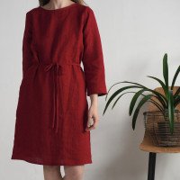 Robe midi en lin à manches longues SINDHU