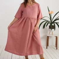 Robe longue bohème de grossesse en lin à taille empire COLORADO