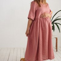 Robe longue bohème de grossesse en lin à taille empire COLORADO