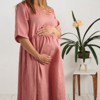 Robe longue bohème de grossesse en lin à taille empire COLORADO