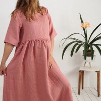 Robe longue bohème de grossesse en lin à taille empire COLORADO