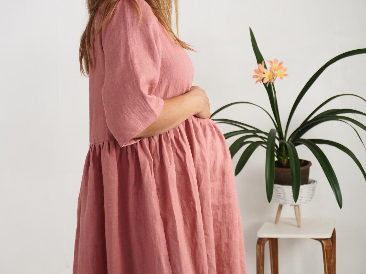 Robe longue bohème de grossesse en lin à taille empire COLORADO