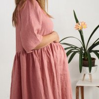 Robe longue bohème de grossesse en lin à taille empire COLORADO
