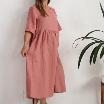 Robe longue bohème de grossesse en lin à taille empire COLORADO