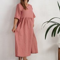 Robe longue bohème de grossesse en lin à taille empire COLORADO