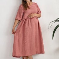 Robe longue bohème de grossesse en lin à taille empire COLORADO