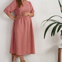 Robe longue bohème de grossesse en lin à taille empire COLORADO