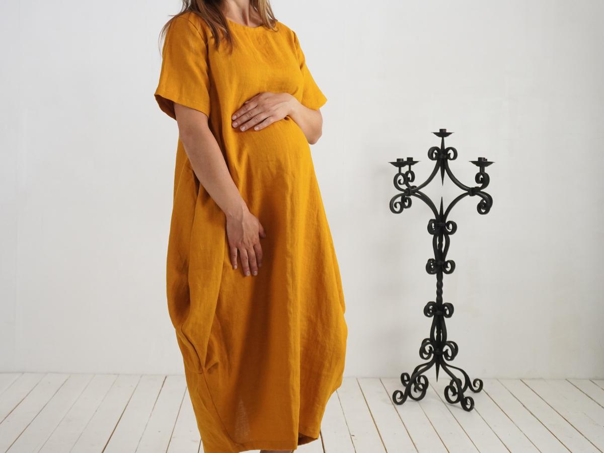Robe boule ample de grossesse en lin BLANDA