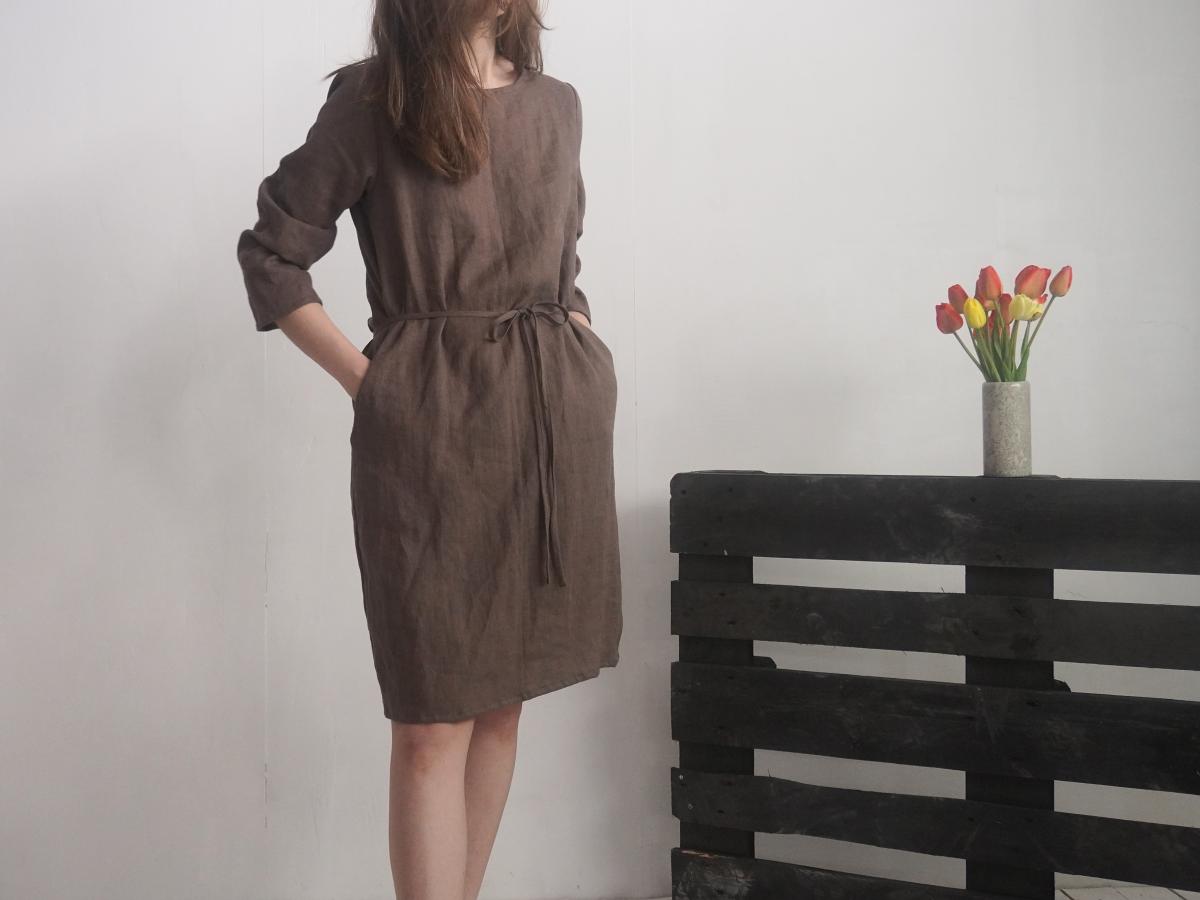 Robe midi en lin à manches longues SINDHU