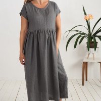 Robe longue bohème de grossesse en lin à taille empire AMAZON