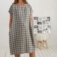 Robe ample de grossesse en lin à ceinture DANUBE