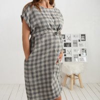 Robe ample de grossesse en lin à ceinture DANUBE