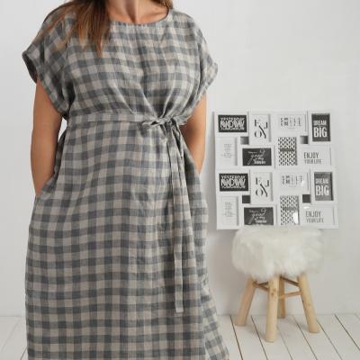 Robe ample de grossesse en lin à ceinture DANUBE