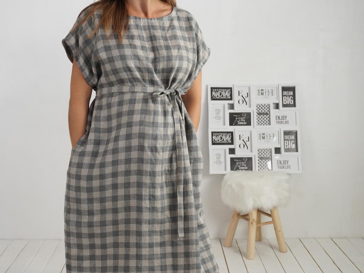 Robe ample de grossesse en lin à ceinture DANUBE