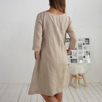 Robe trapèze de grossesse en lin à ceinture JAPURA